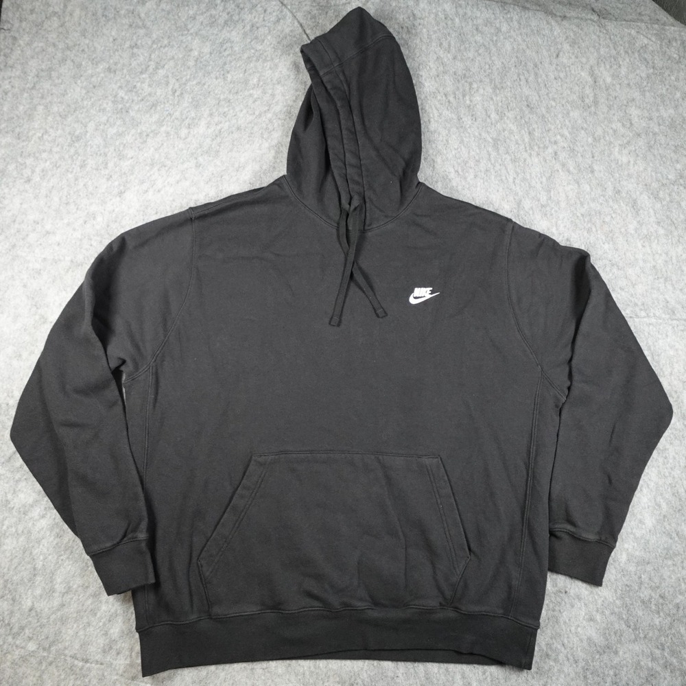 Nike Hoodie Men XXL Tall Black Club Fleece Pullover Sweatshirt BV2654